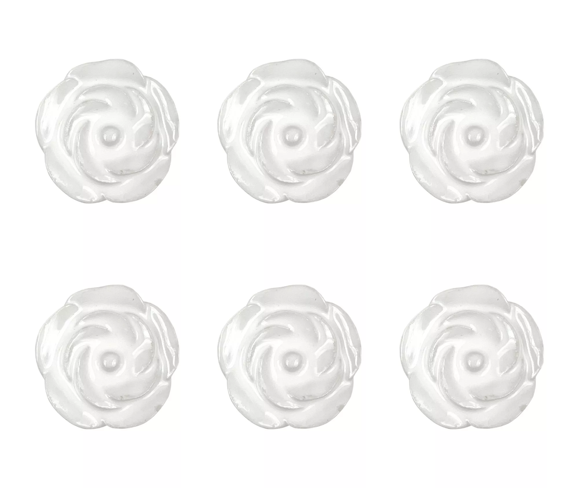 HomeRoots Set of Six White Ceramic Flower Shape Drawer Pull Knobs