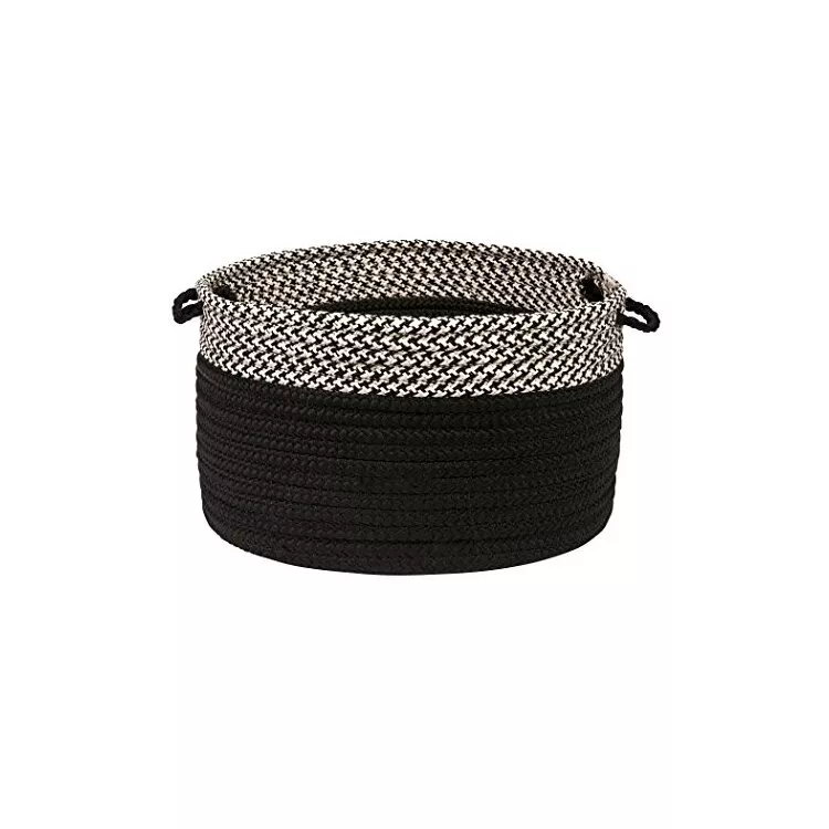 Houndstooth Dipped Basket - Black 18"x12"