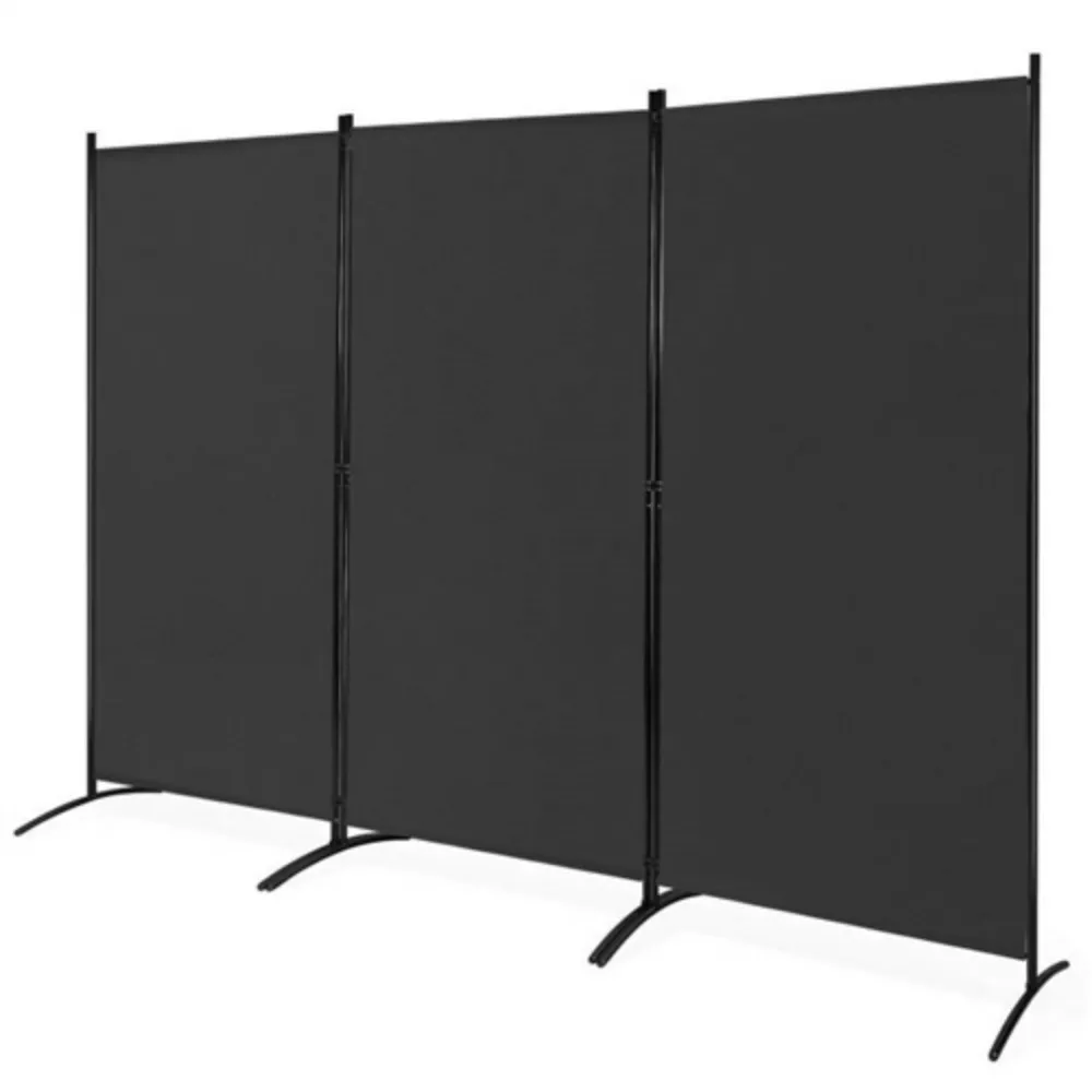 Industrial 3-Panel Folding Room Divider – Sturdy Privacy Screen with Metal Base