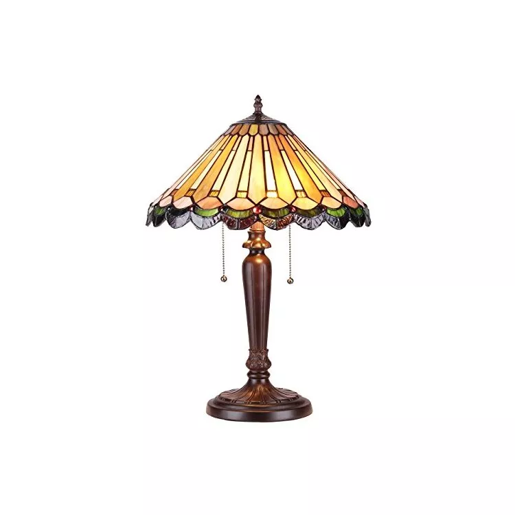 Inez Tiffany-Style 2 Light Mission Table Lamp 16" Shade