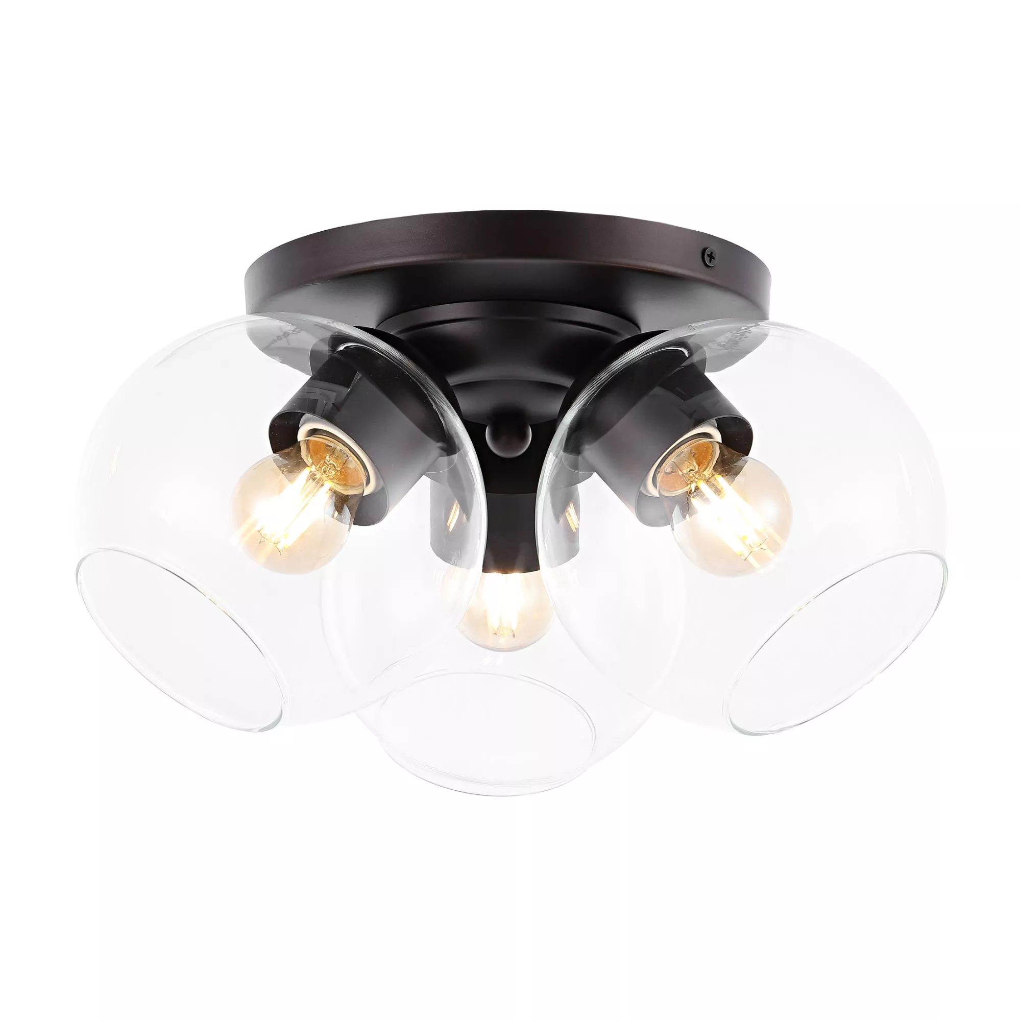 Iris Farmhouse Rustic Iron/Glass LED Semi Flush Mount