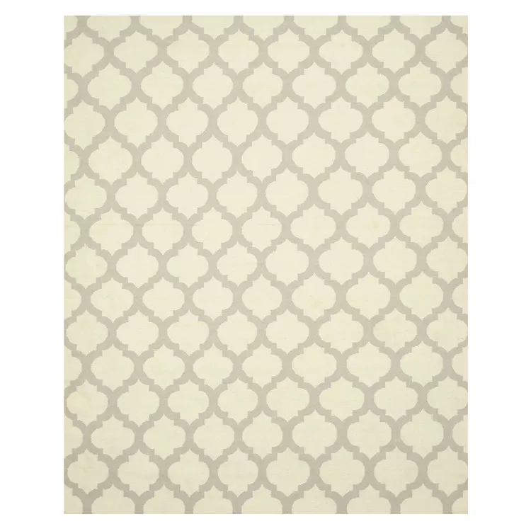 Ivory Moroccan Transitional Reversible Wool Flatweave Rug 10x14 - Eorc