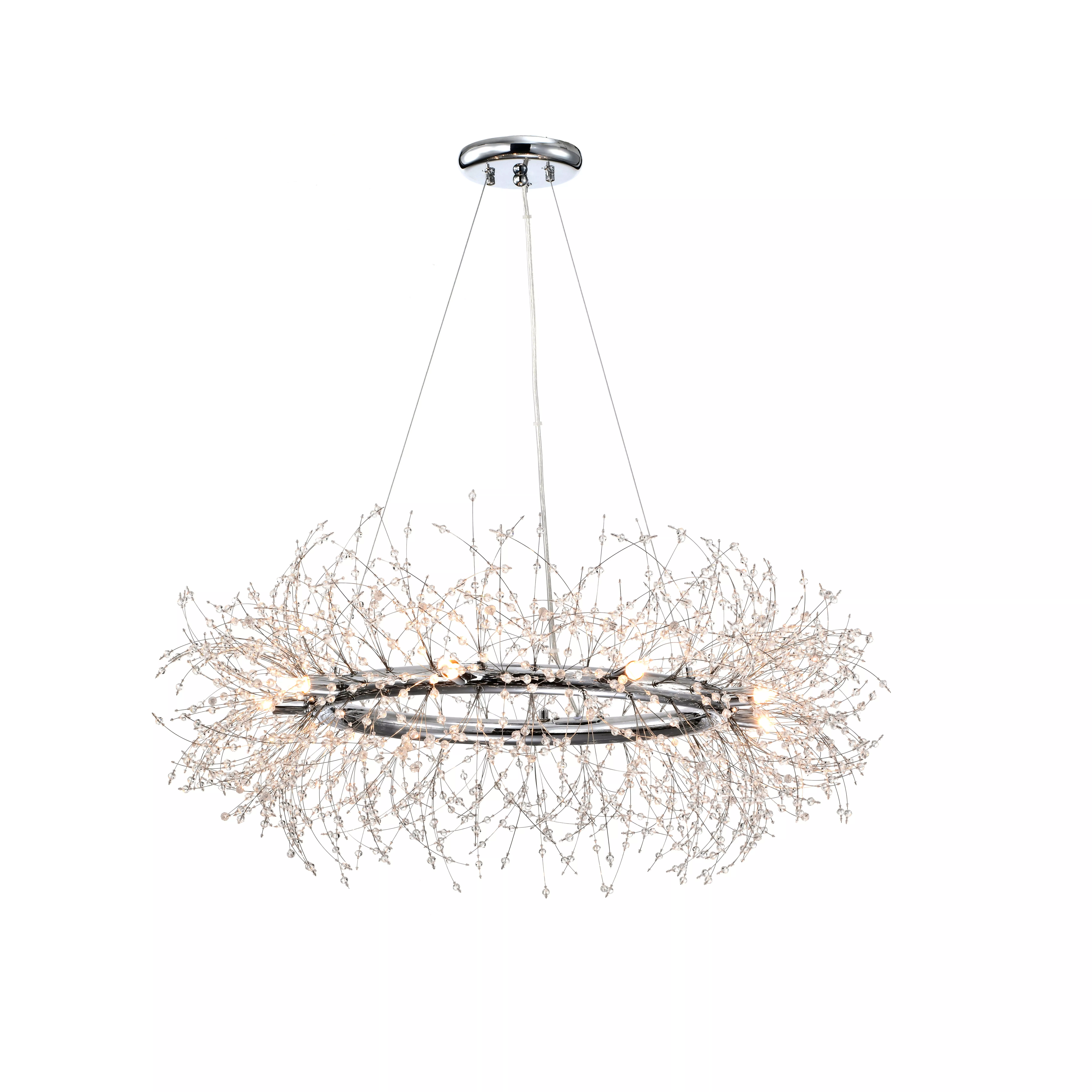 Ivy 9-Light Chrome Clear Beads Firework Chandelier