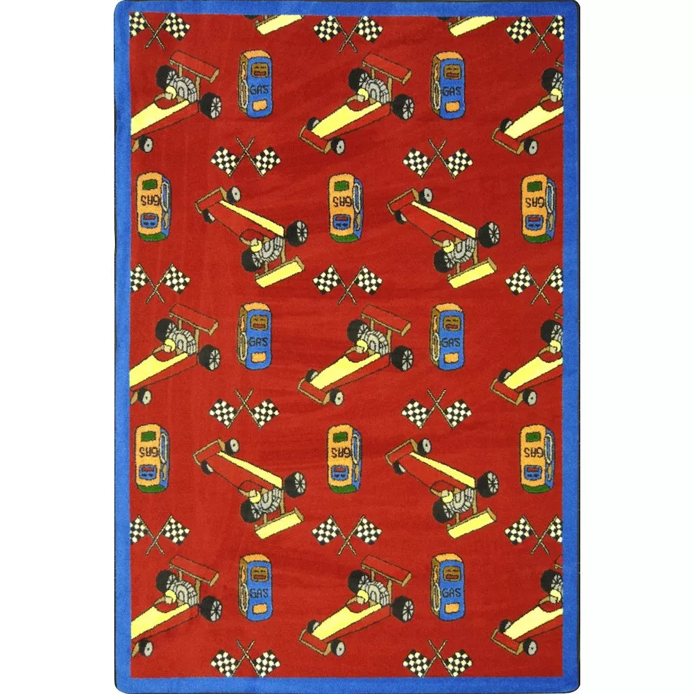 Joy Carpets Playful Patterns Pit StopArea Rug in Color Red