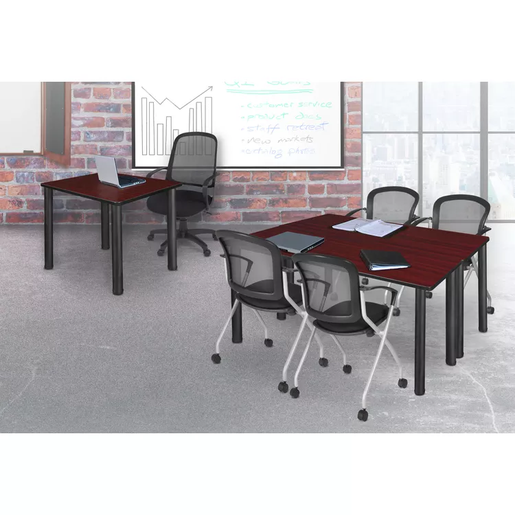Kee 30" Square Breakroom Table- Mahogany/ Black