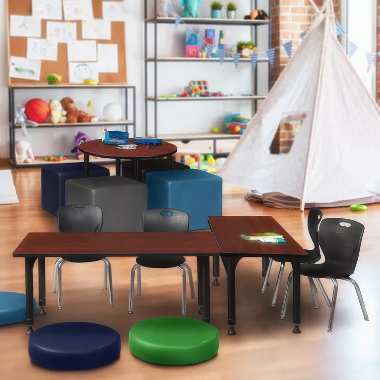 Kee 42" x 24" Height Adjustable Classroom Table - Cherry