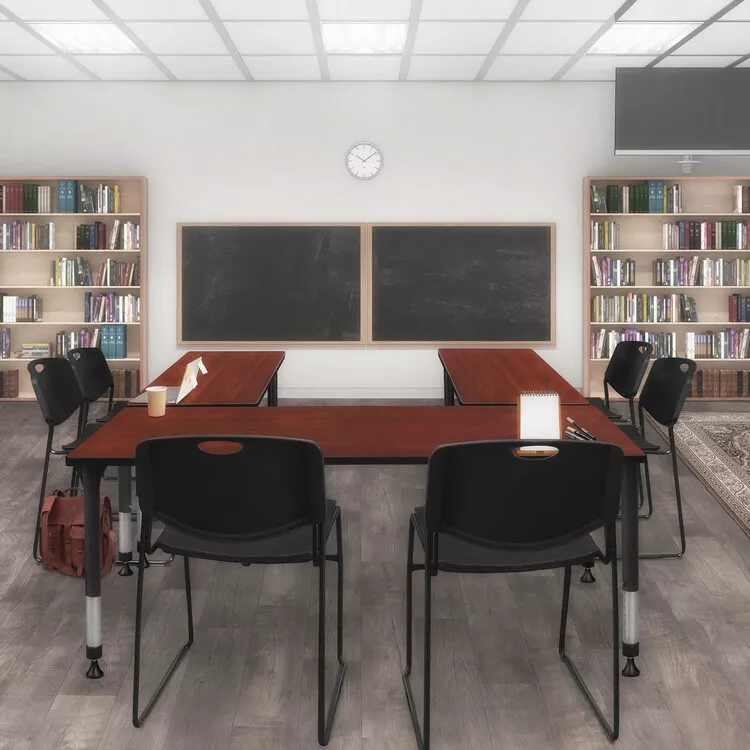 Kee 72" x 24" Height Adjustable Classroom Table - Cherry