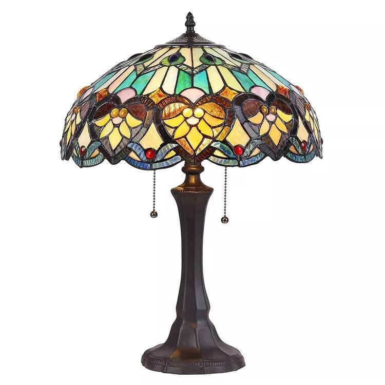 Kendall Tiffany-Style 2 Light Victorian Table Lamp 16" Shade