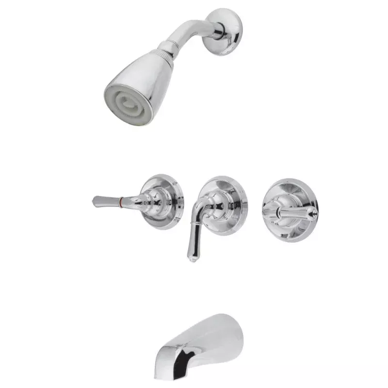 Kingston Brass Magellan Solid Brass Three Handle Tub and Shower Faucet