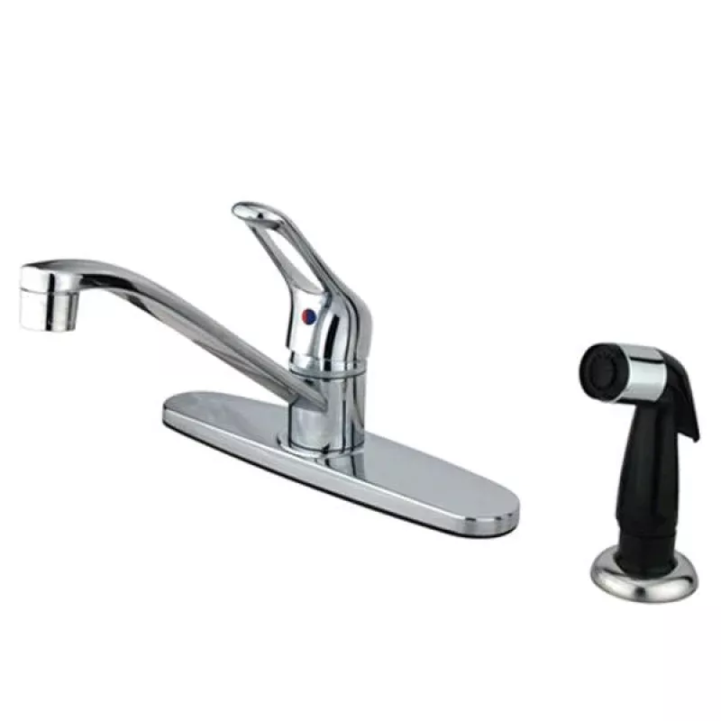 Kingston Brass Water Saving Wyndham Centerset Kitchen Faucet with Single Loop Handle and Deck Sprayer