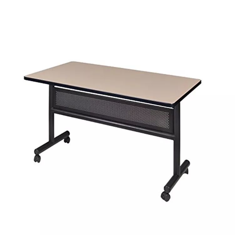 Kobe 48" x 30" Flip Top Mobile Training Table with Modesty- Beige
