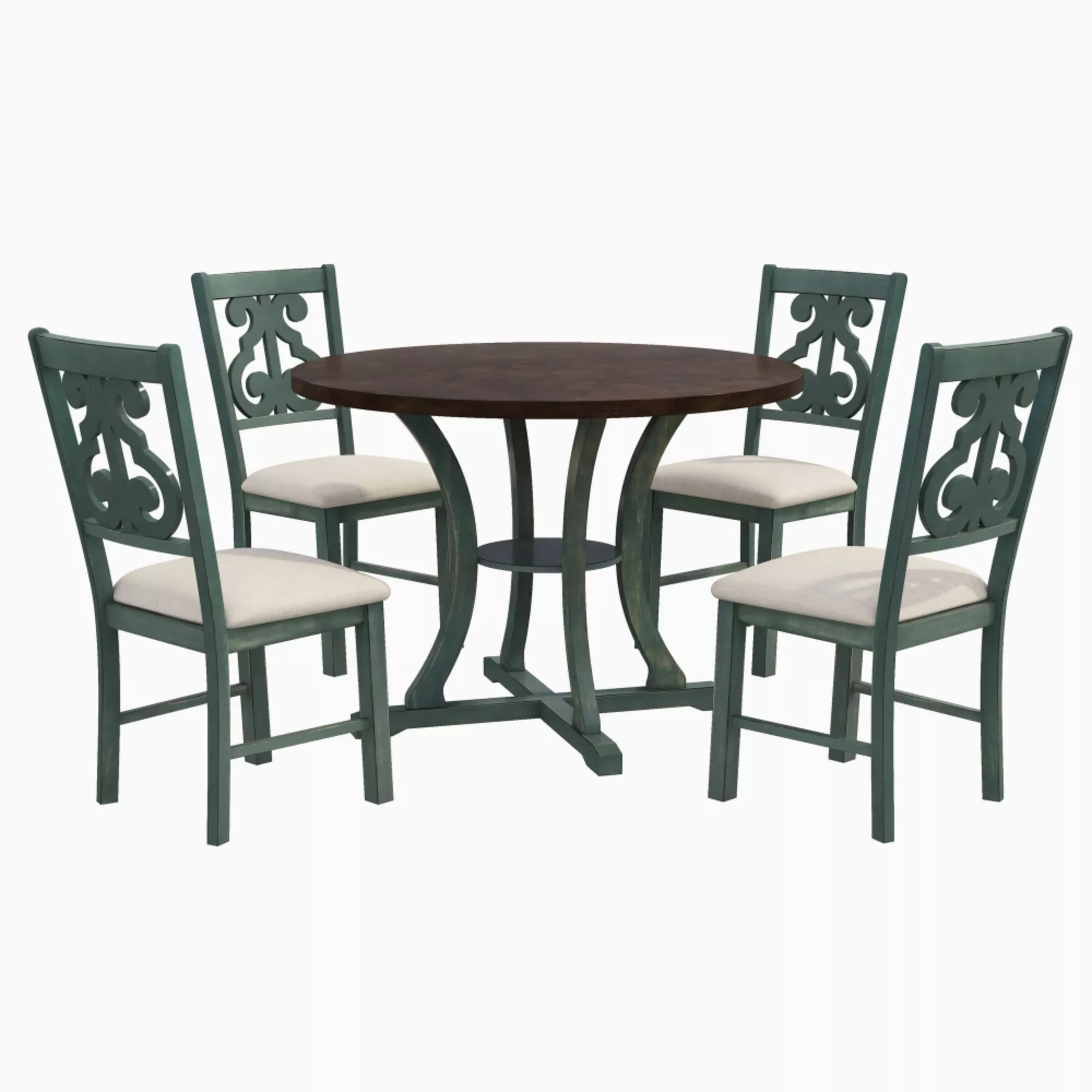 Krafti 5‑Piece Retro Round Dining Table Set
