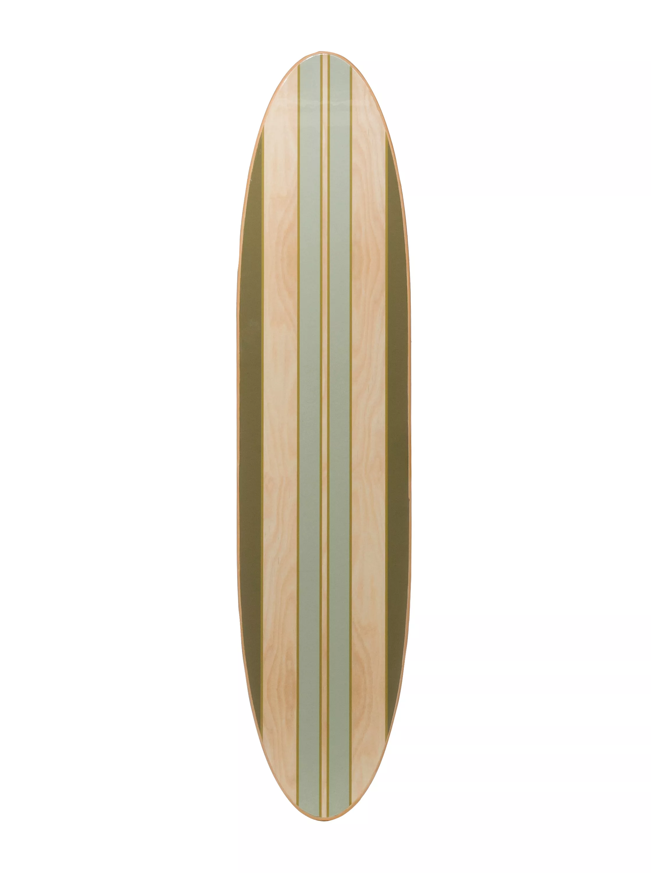Lacquered Wood Surfboard Wall Décor with Stripes (Hangs Vertical or Horizontal)