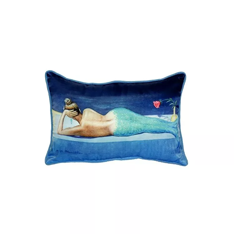 Large Rectangular Blue Lumbar Pillow Cover & Insert - 20x24 Poly Blend - Betsy Drake Interiors