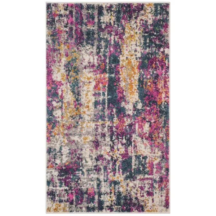 Large Transitional Blue Orange Polypropylene Pile Rug 6x6ft - Safavieh