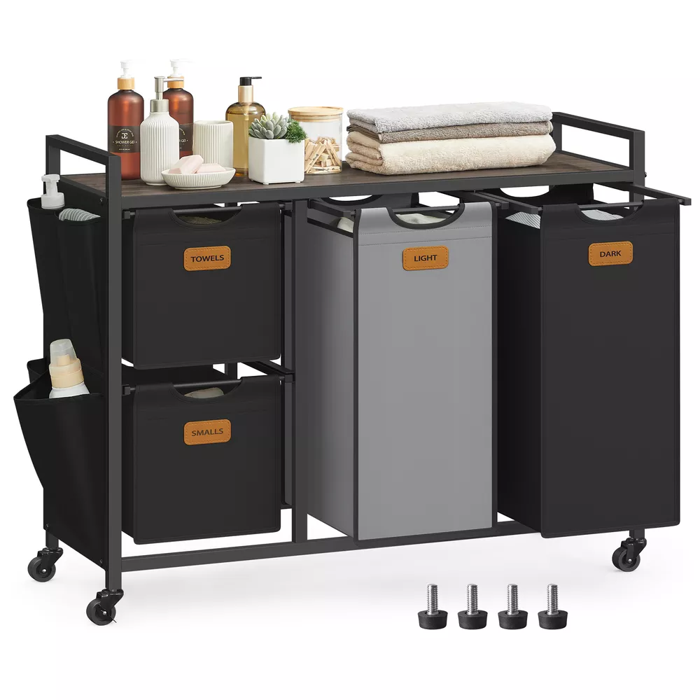Laundry Hamper 4 Compartments 39.6 Gallon Storage Sorter Basket
