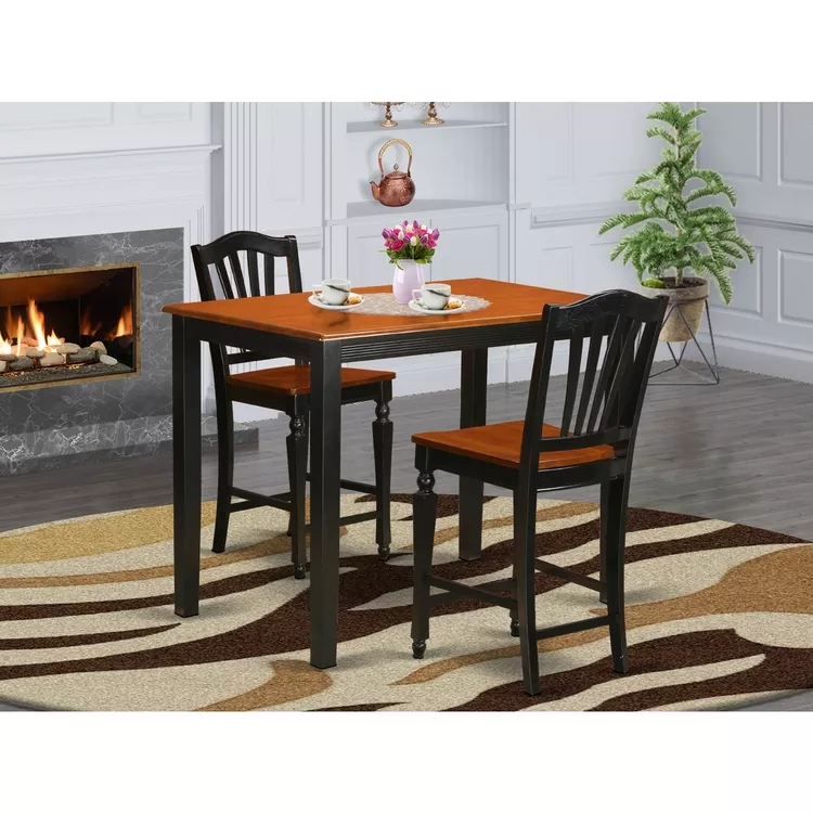 Leather Pub Table Set 5-Piece Kitchen Dining Chairs Black Cherry Rectangular