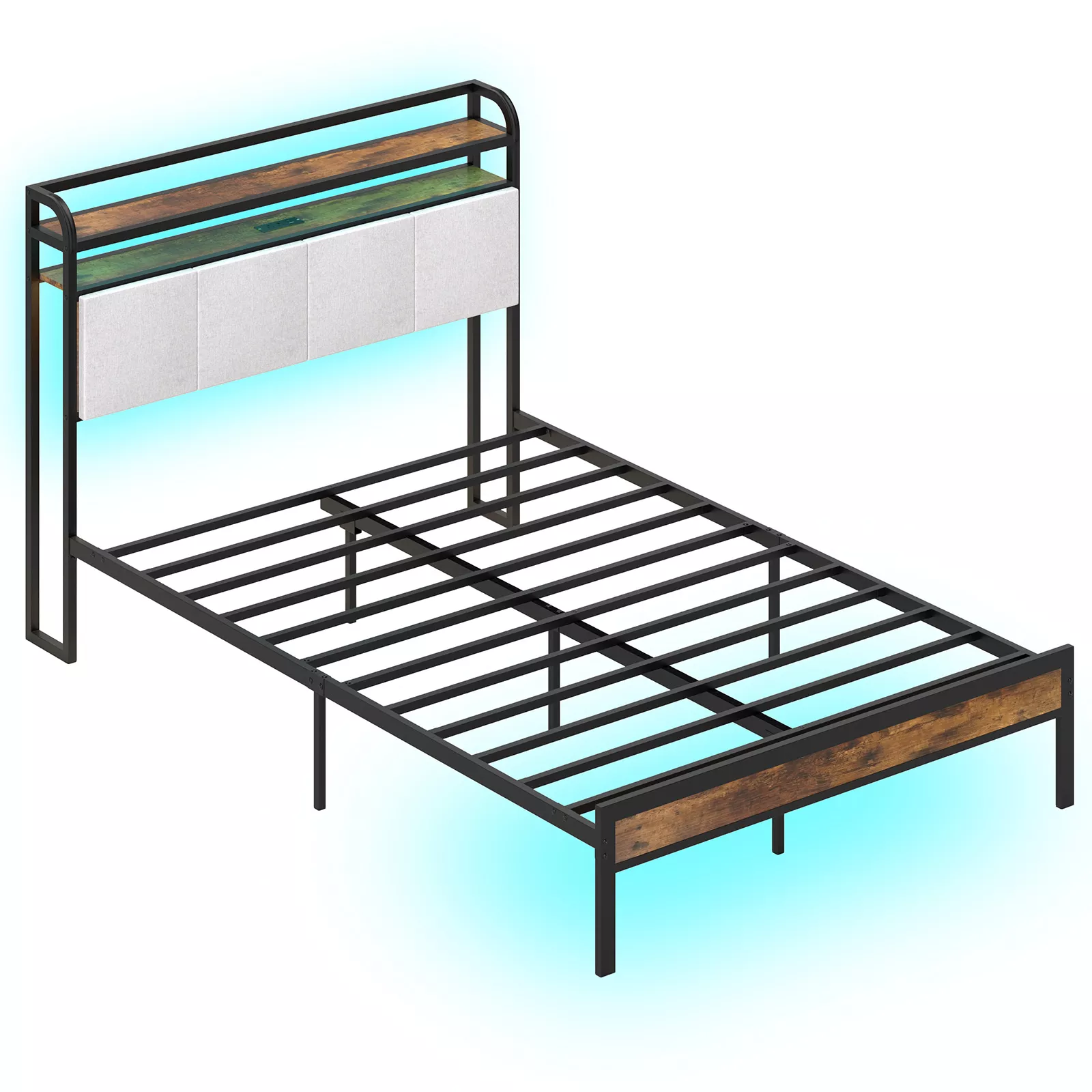 LED Bed Frame with Charging Station and Modern Bedroom Design