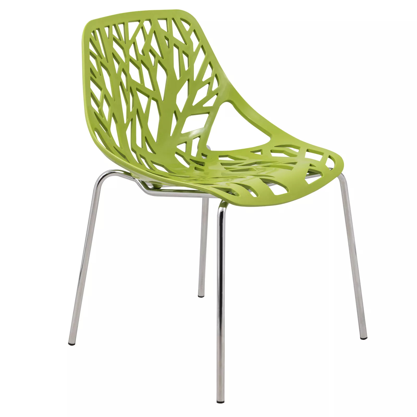 LeisureMod Asbury Dining Stackable Chair in Polypropylene Seat and Chrome Legs