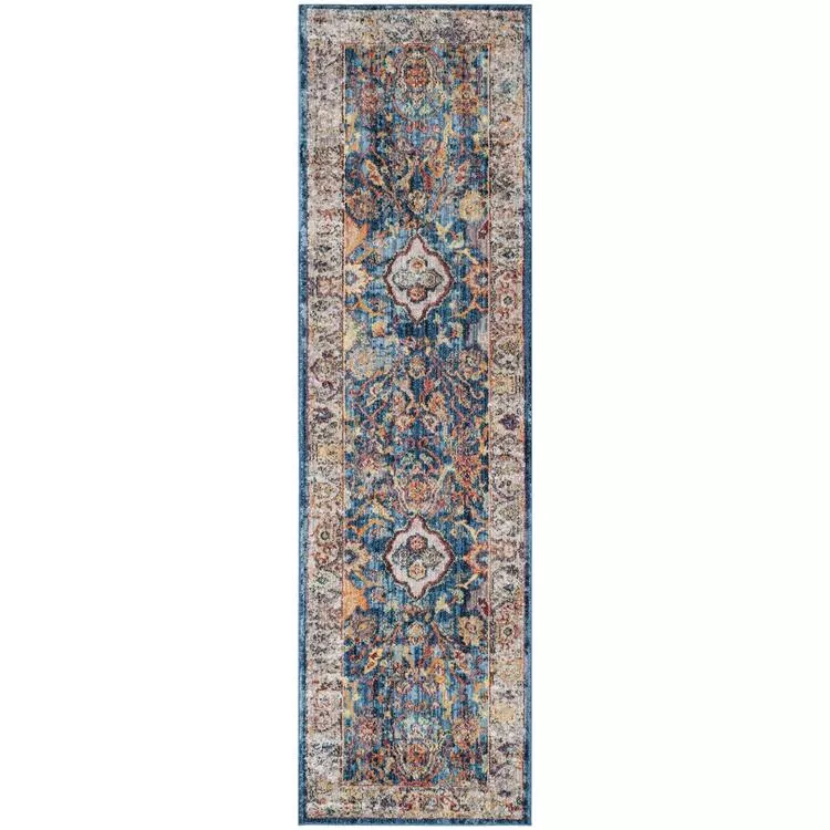 Light Grey Large Rectangle Rug Blue Polyester Power Loomed - Safavieh