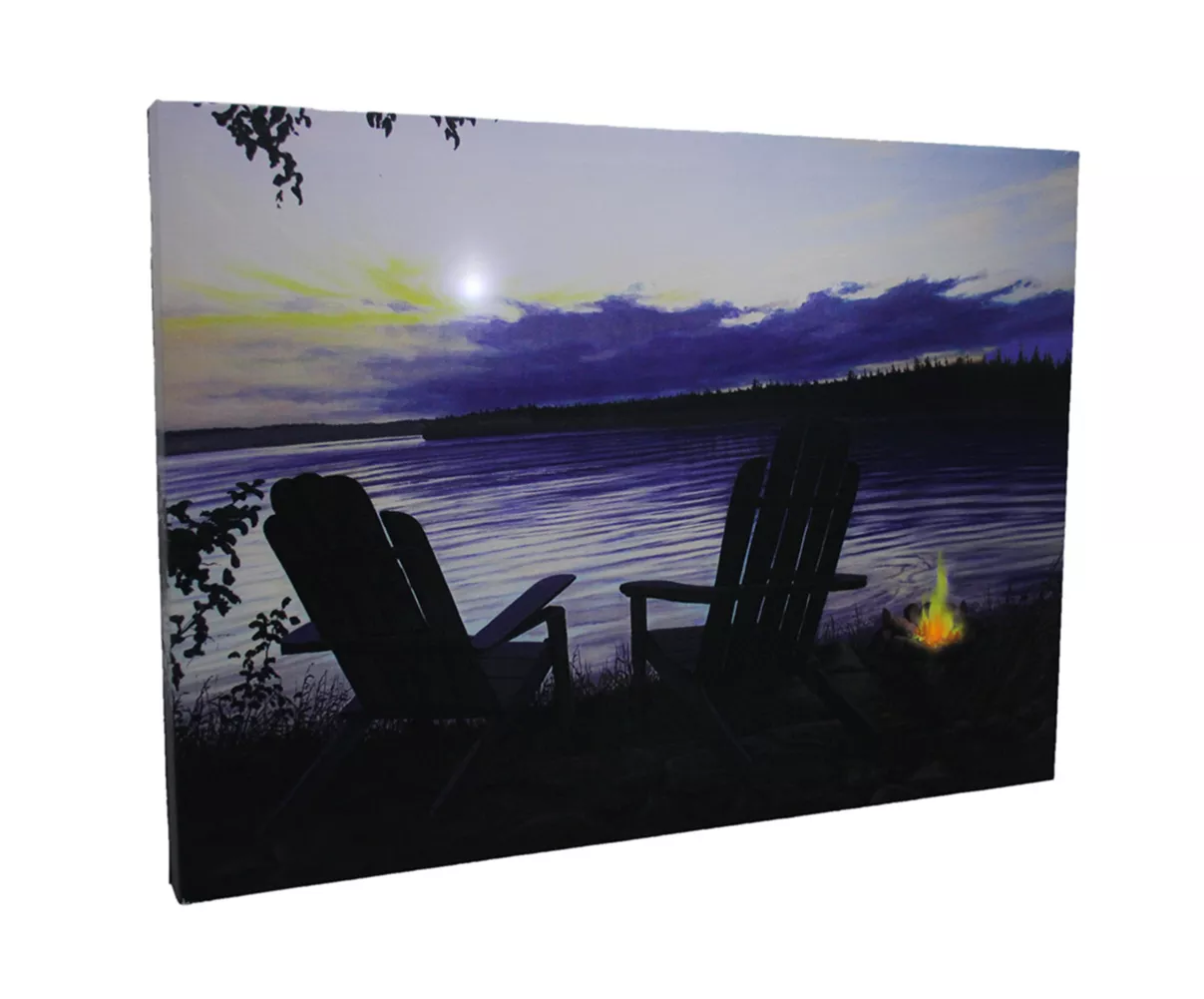 Lighted Canvas Otter Way Fish Shore by Cherie Serrano