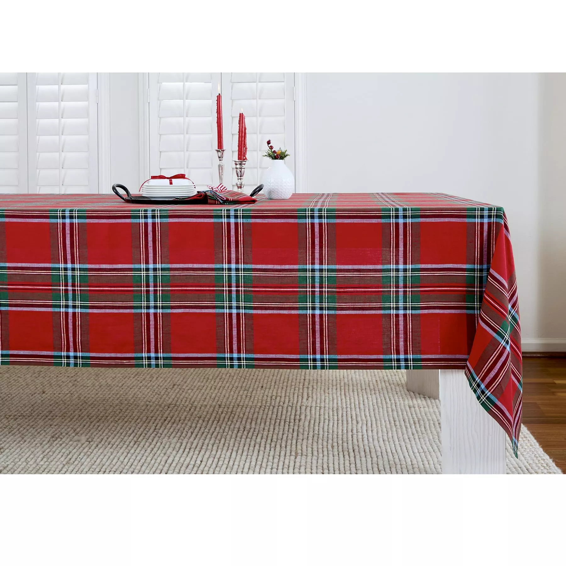 Linen Tablecloth - Madras Holiday Plaid