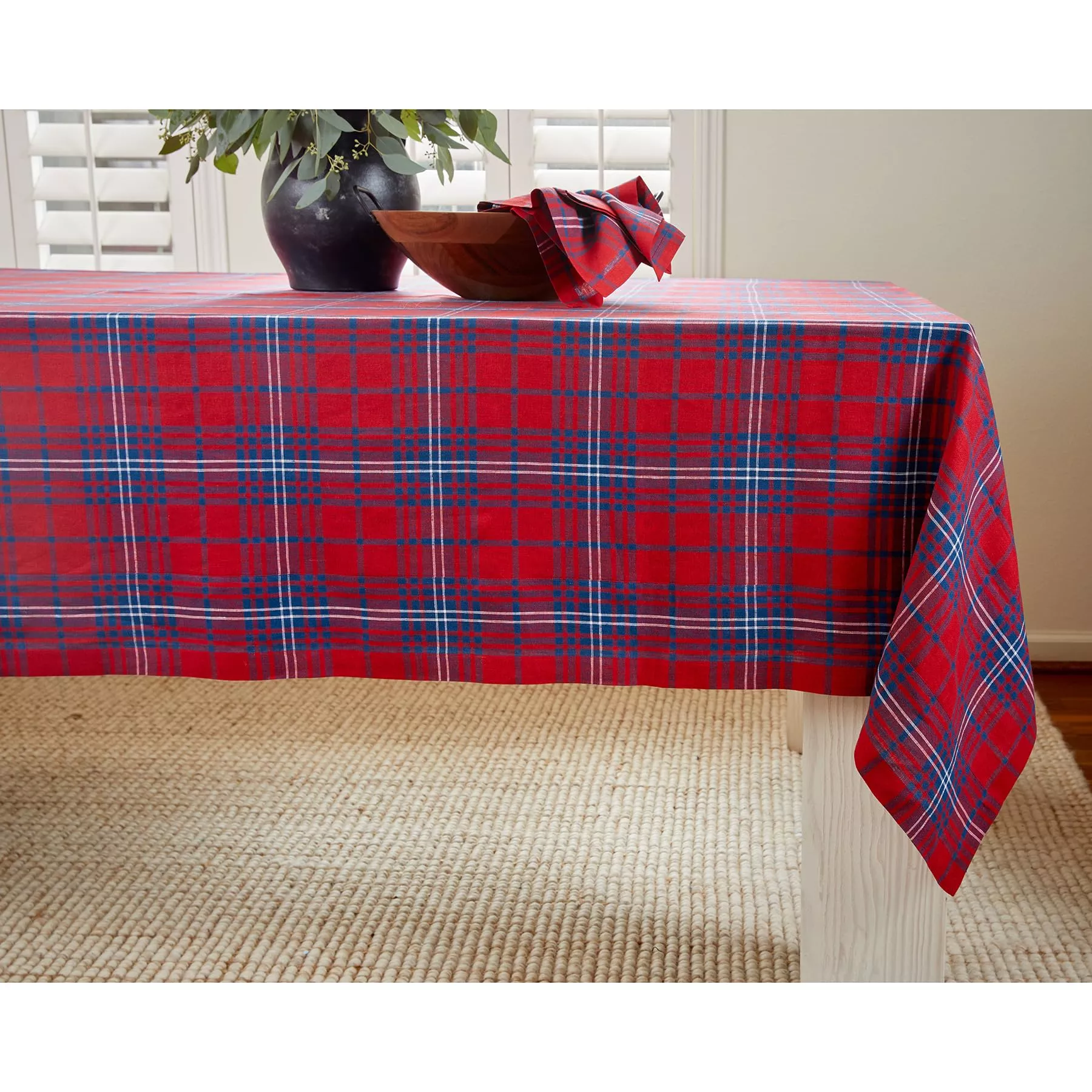 Linen Tablecloth - Red Tartan Plaid