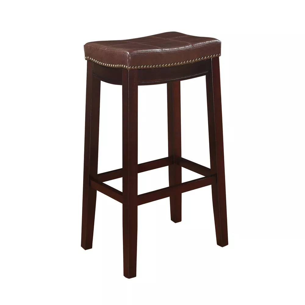 Linon Classic Bar Stool with Faux Leather Padded Seat