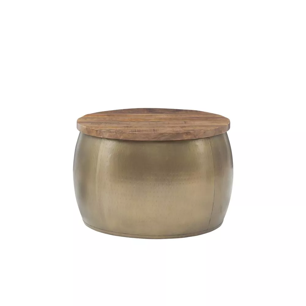 Linon Royce Large Gold Drum With Storage