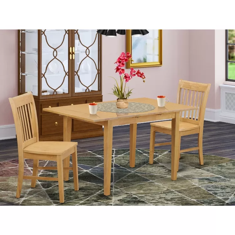 Mahogany Rectangular Dining Table Set with Microfiber Chairs