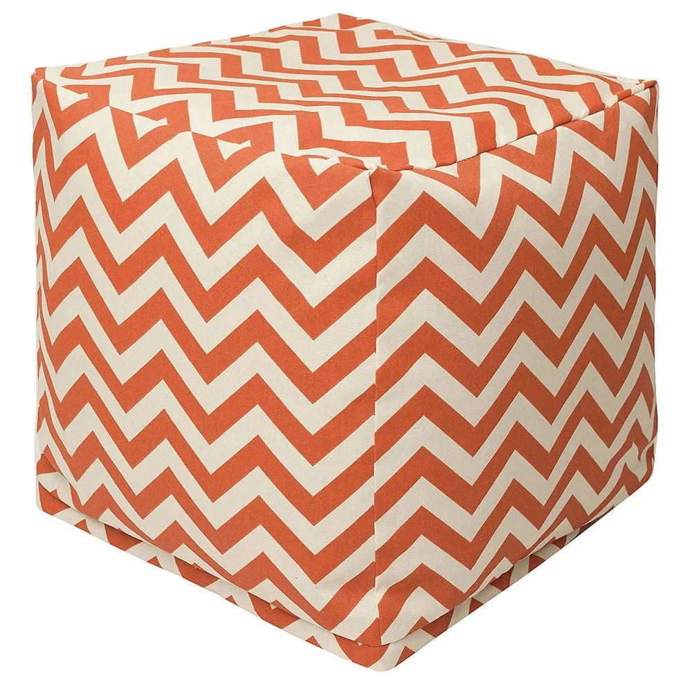 Majestic Home Goods Cube Pouf Chevron Burnt Orange