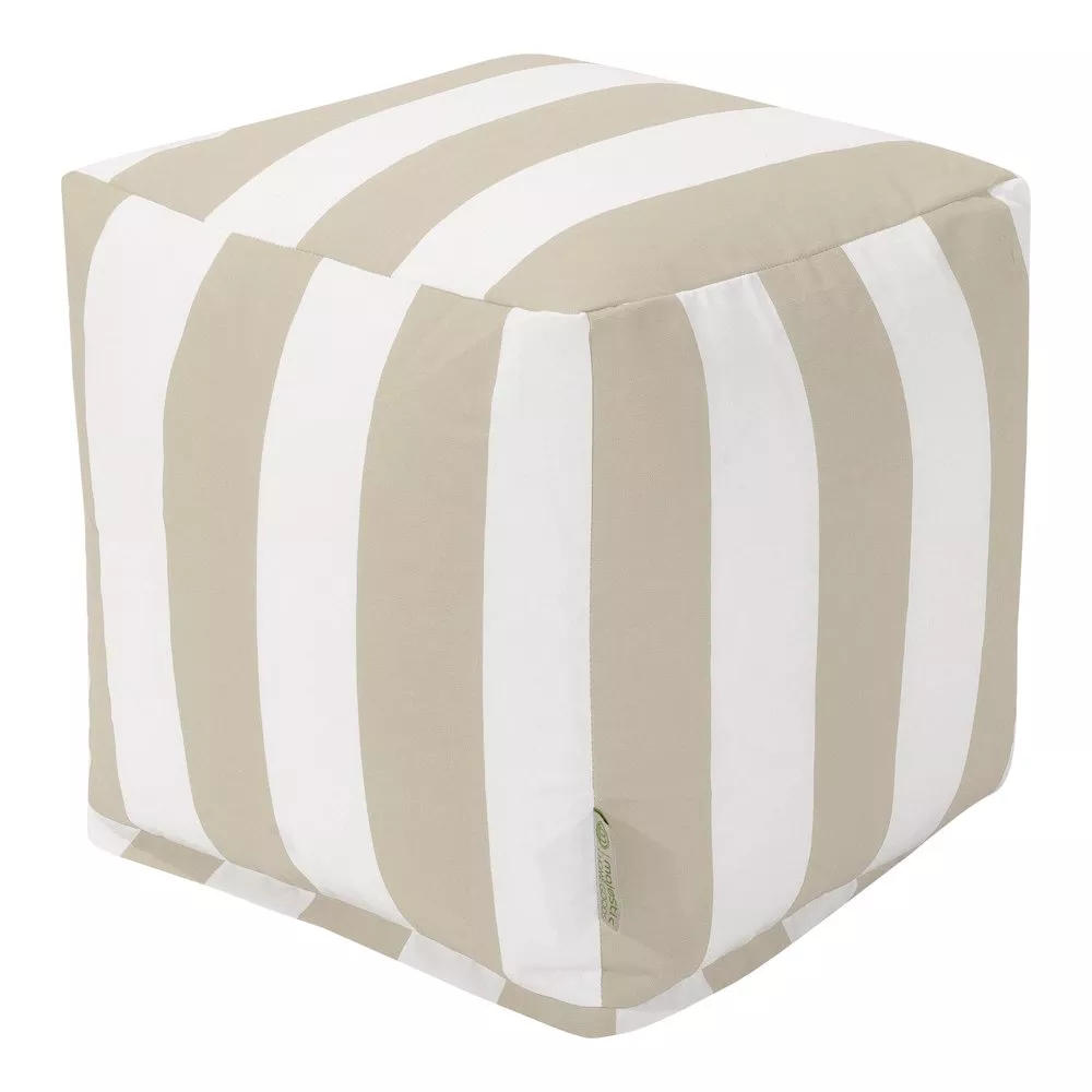 Majestic Home Goods Cube Pouf Vertical Stripe Sand