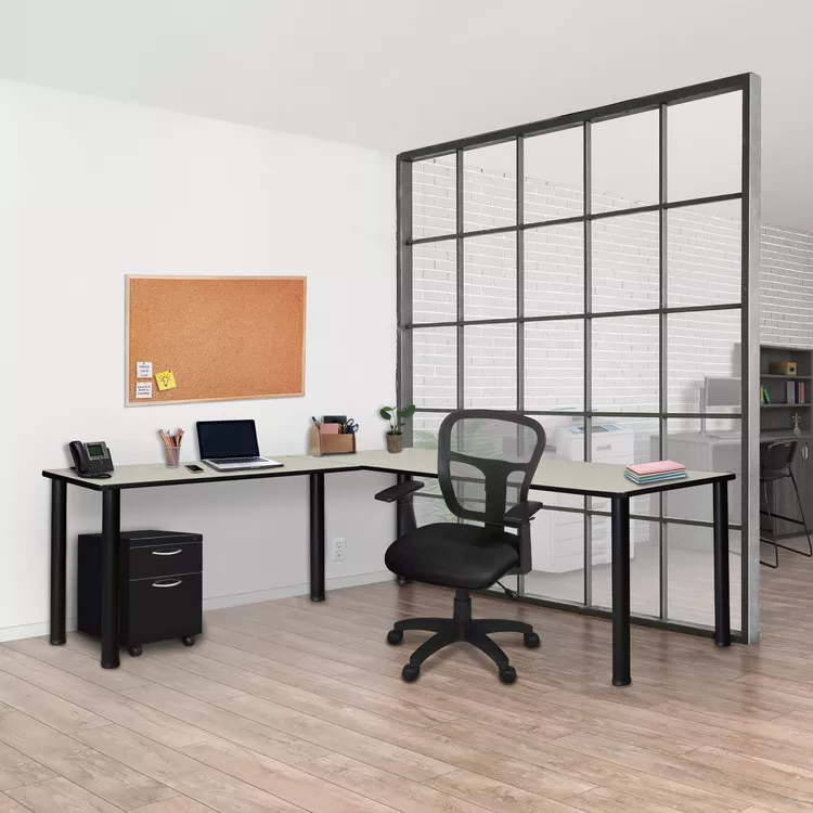 Maple Finish L - Desk Workstation with 42 Return and 66 Top - Regency Seating