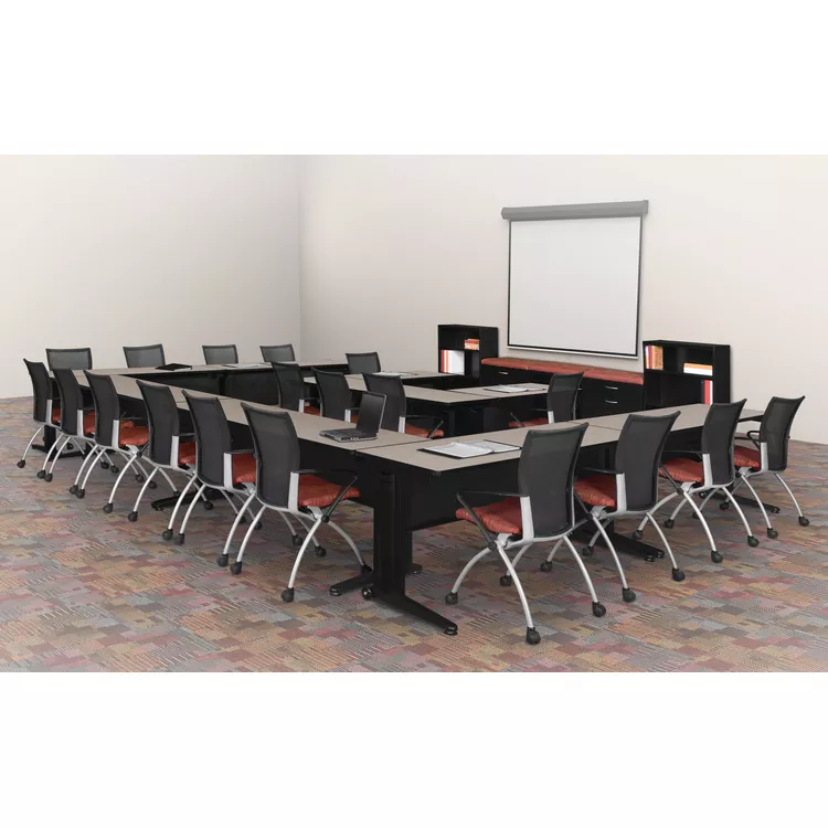 Maple Training Tables 84 x 24 Foldable Wooden Workstations - Regency Seating