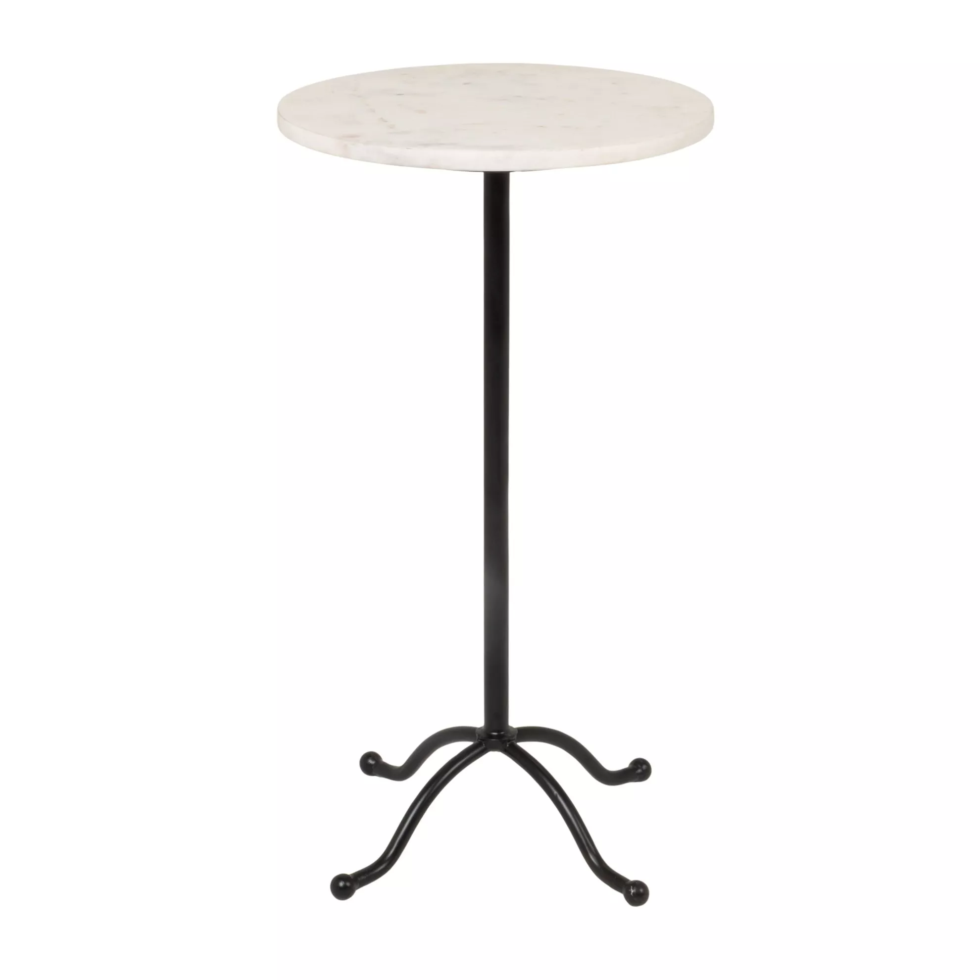 Marble Pedestal Side Table, White and Black