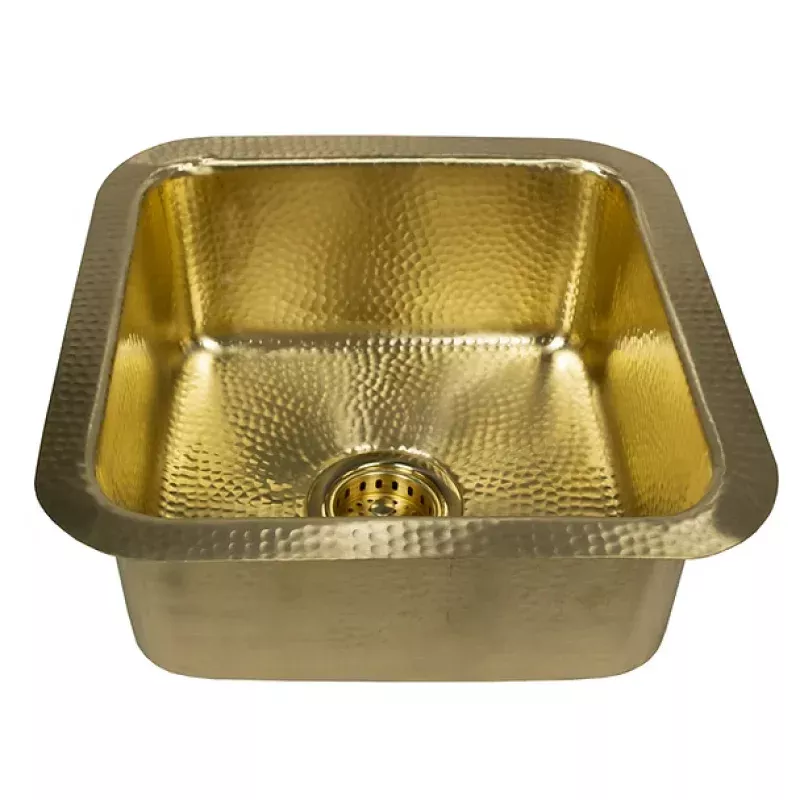 Matte Finish Hammered Brass 17" Undermount Bar Sink