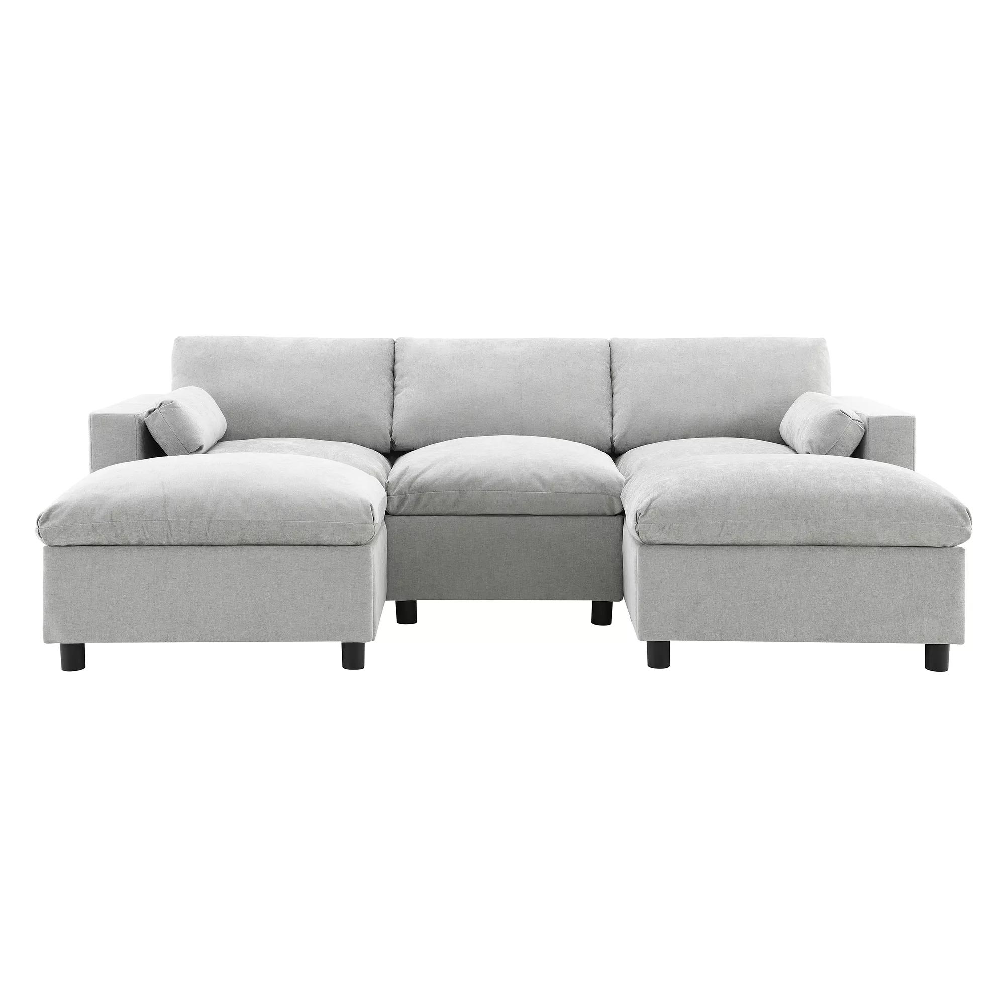 Merax 86.5''Chenille Sectional Sofa with Ottoman