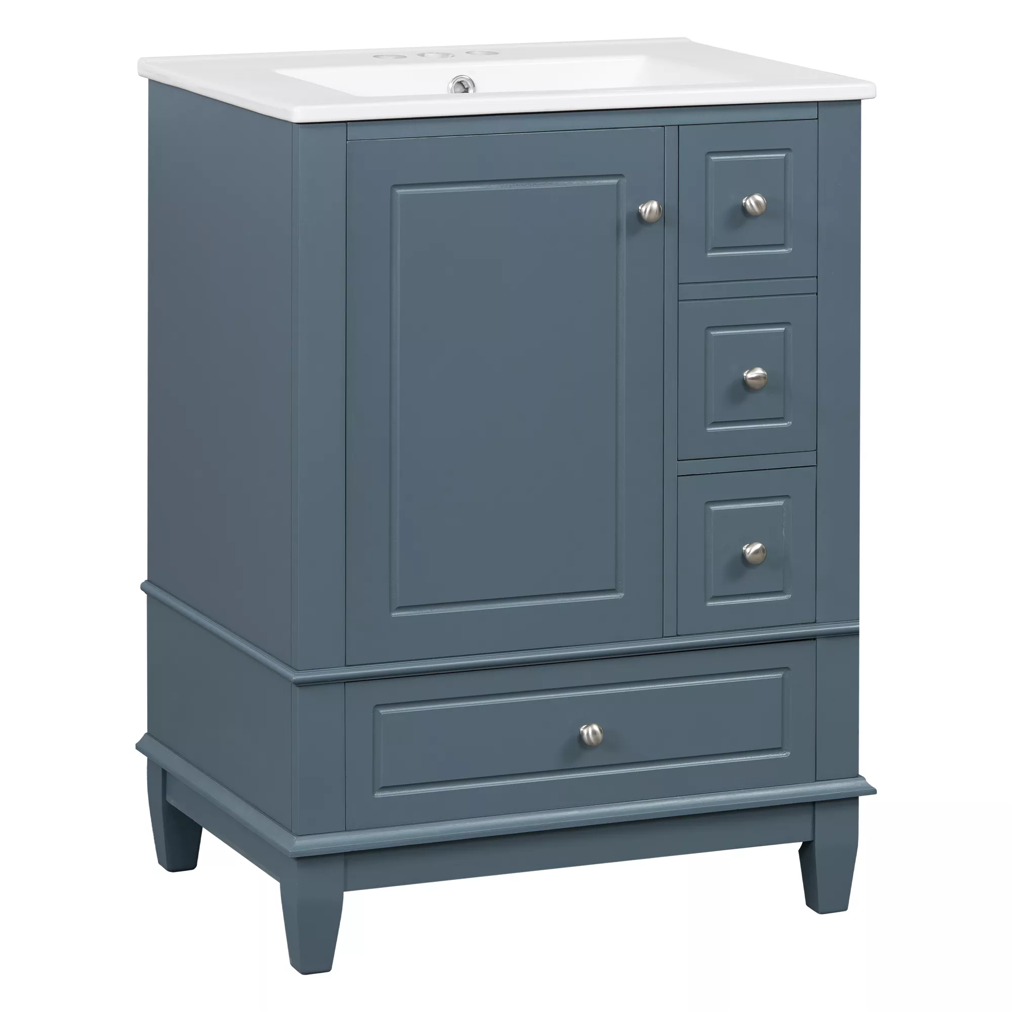 Merax Compact Freestanding Bathroom Vanity with Integrated Ceramic Sink