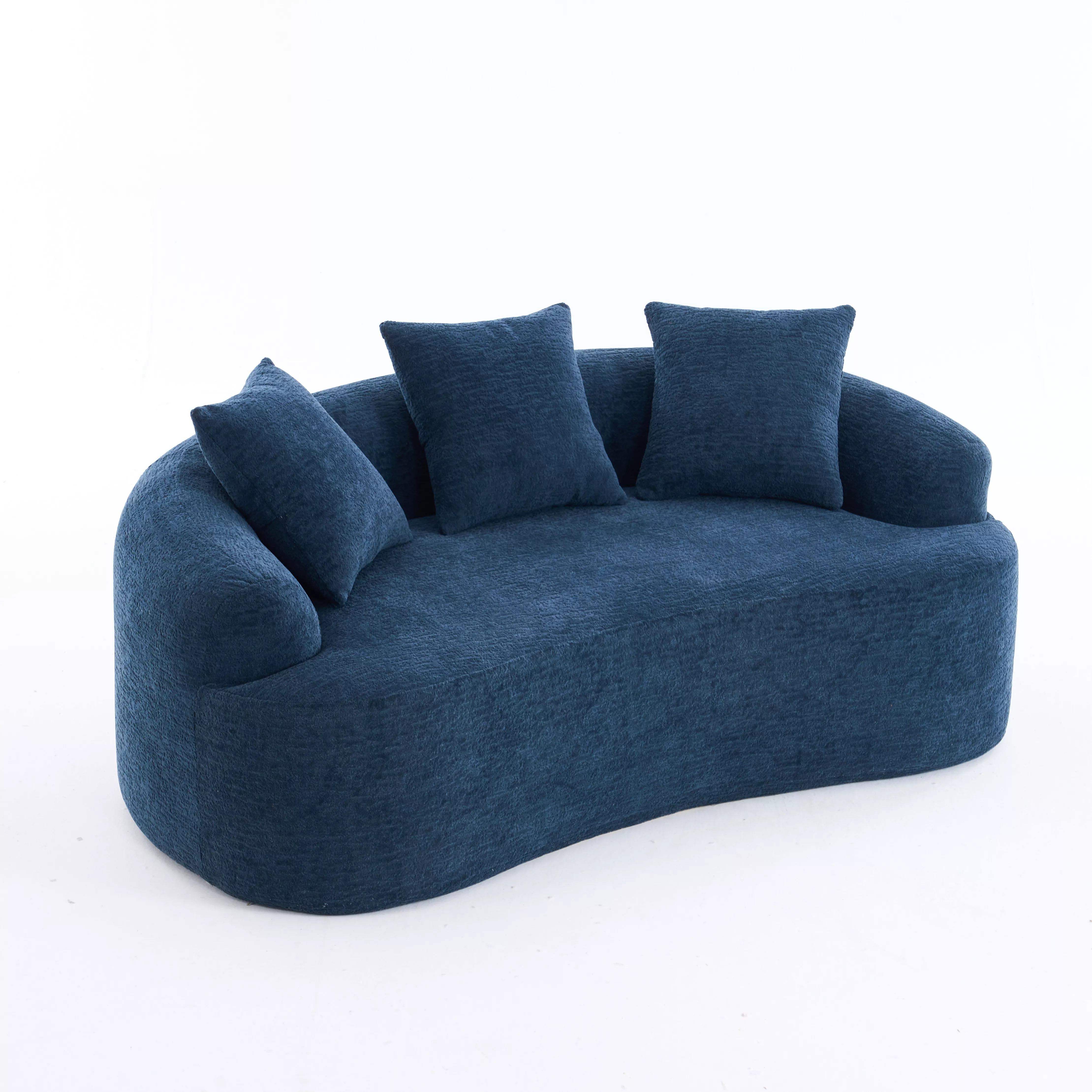 Merax Curved Loveseat White Full Compression Sponge Sofa