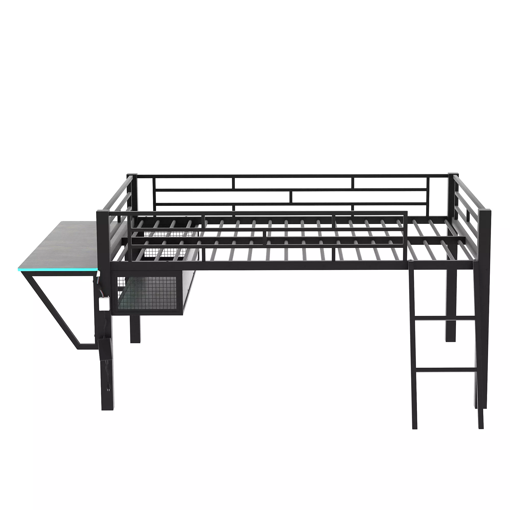 Merax Gaming Mid Loft Bed with Desk
