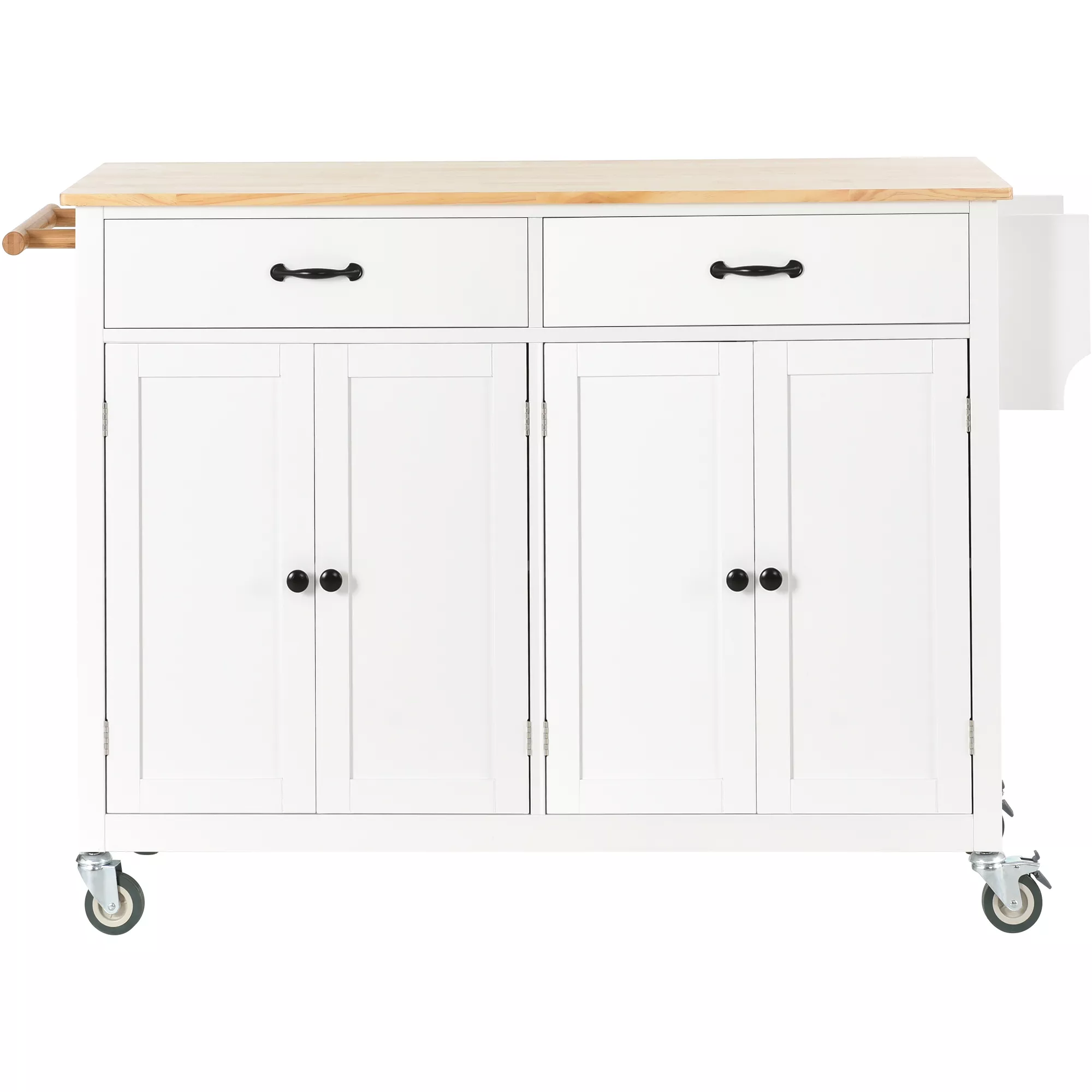 Merax Kitchen Island Cart with Solid Wood Top and Locking Wheels