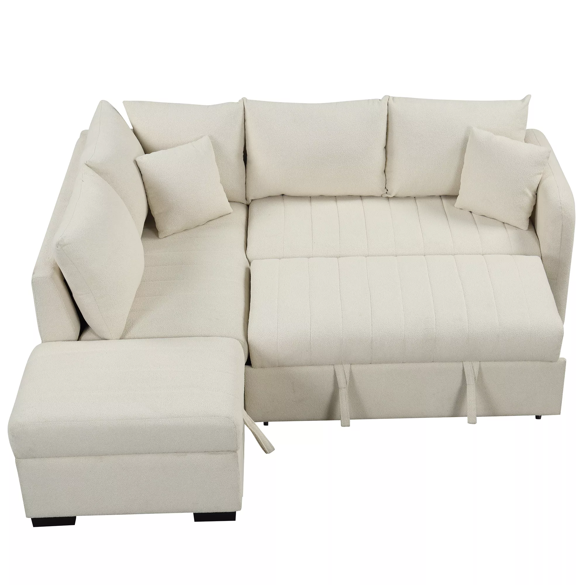 Merax L-shaped Sectional Pull Out Sofa Bed Sleeper Sofa with 2 USB Ports.
