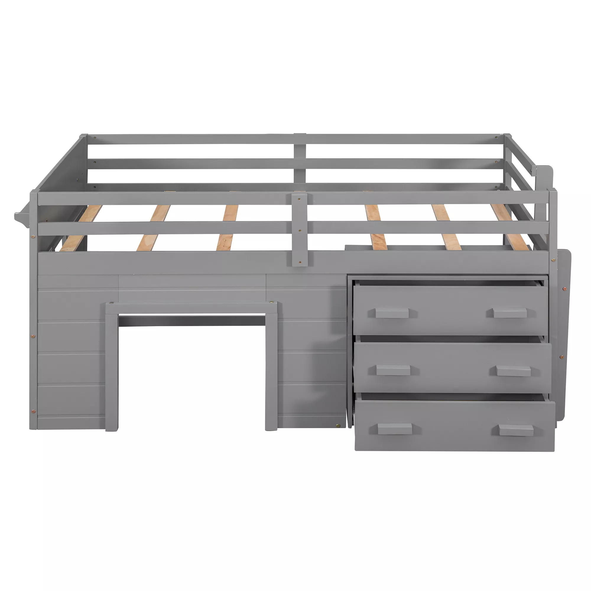 Merax Loft Bed with Cabinet and Shelf