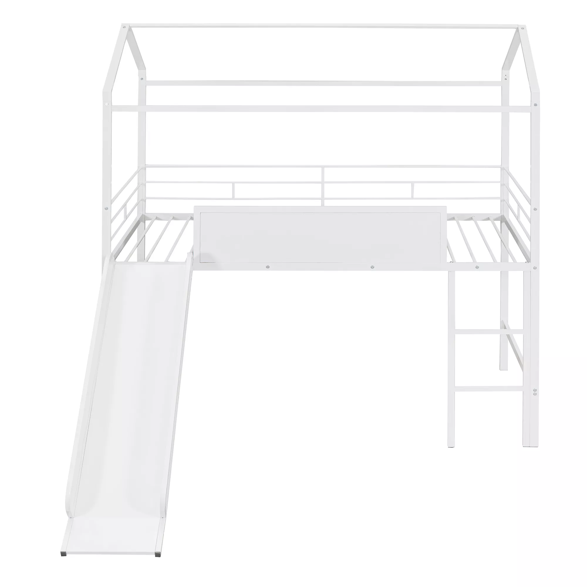 Merax Metal House Bed Loft Bed with Slide