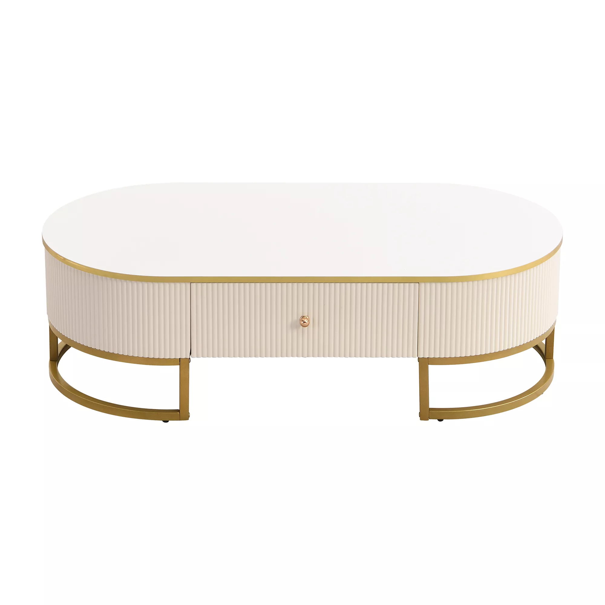 Merax Modern Oval Coffee Table with Drawers