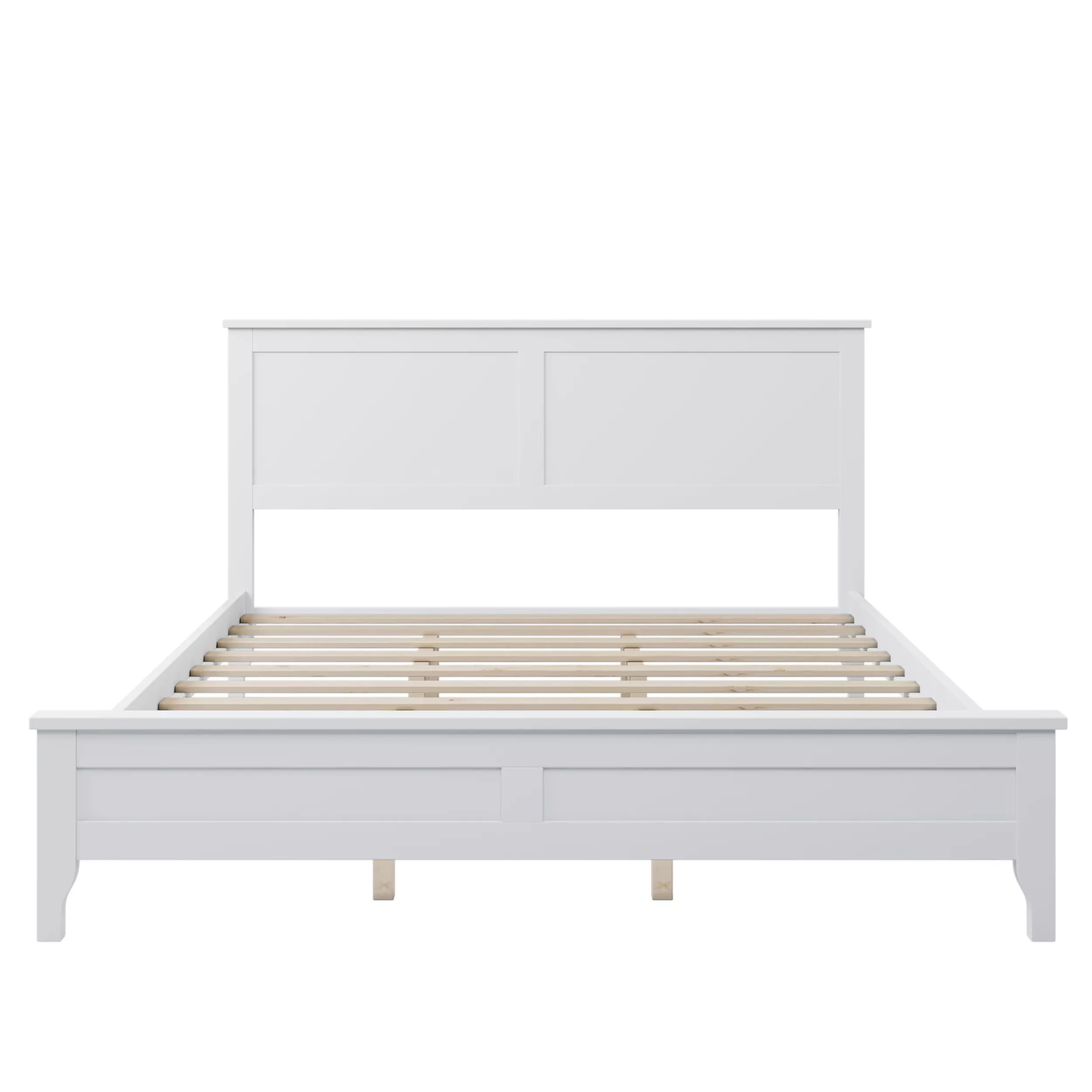 Merax Modern White Solid Wood Platform Bed
