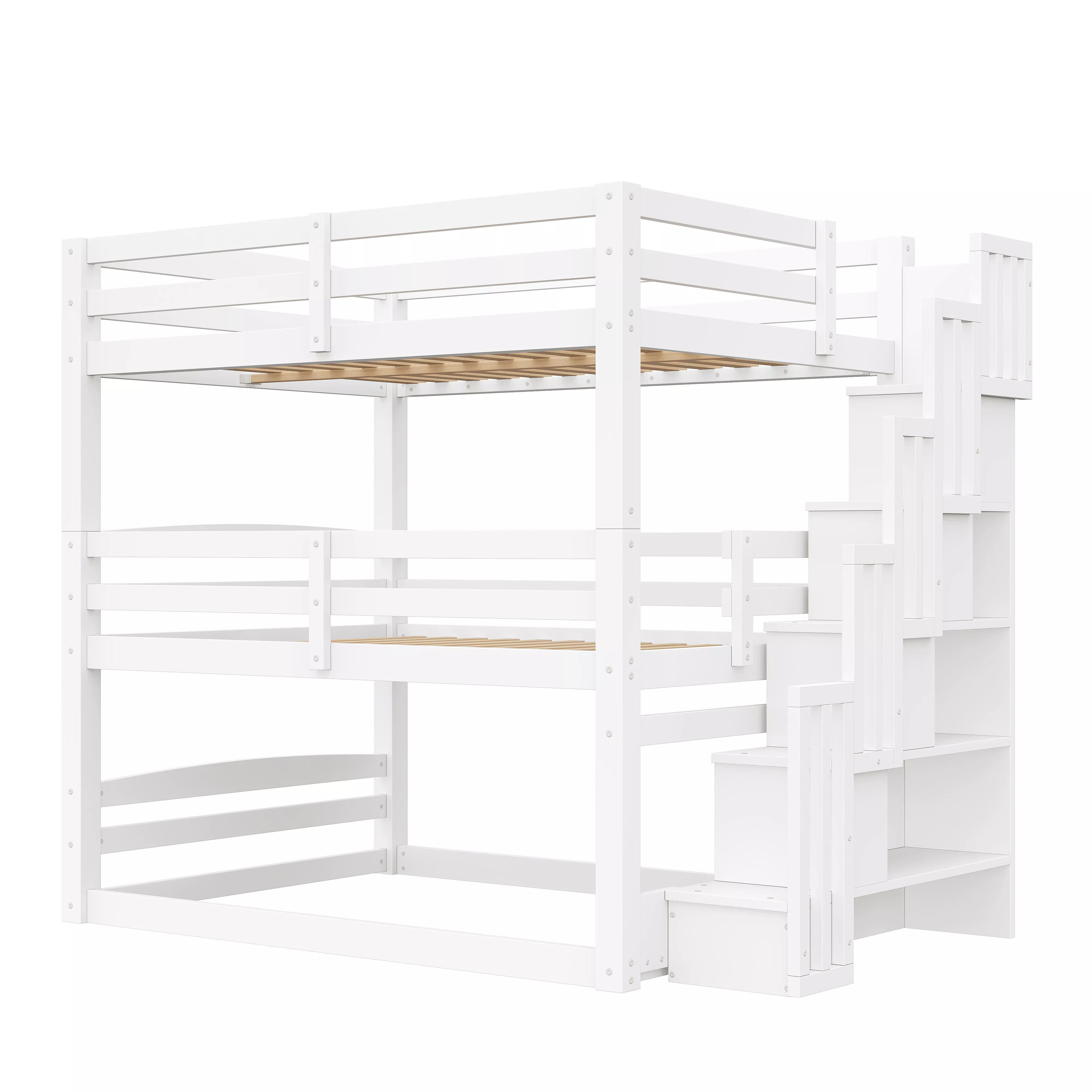 Merax Triple Bunk Bed with Storage Staircase