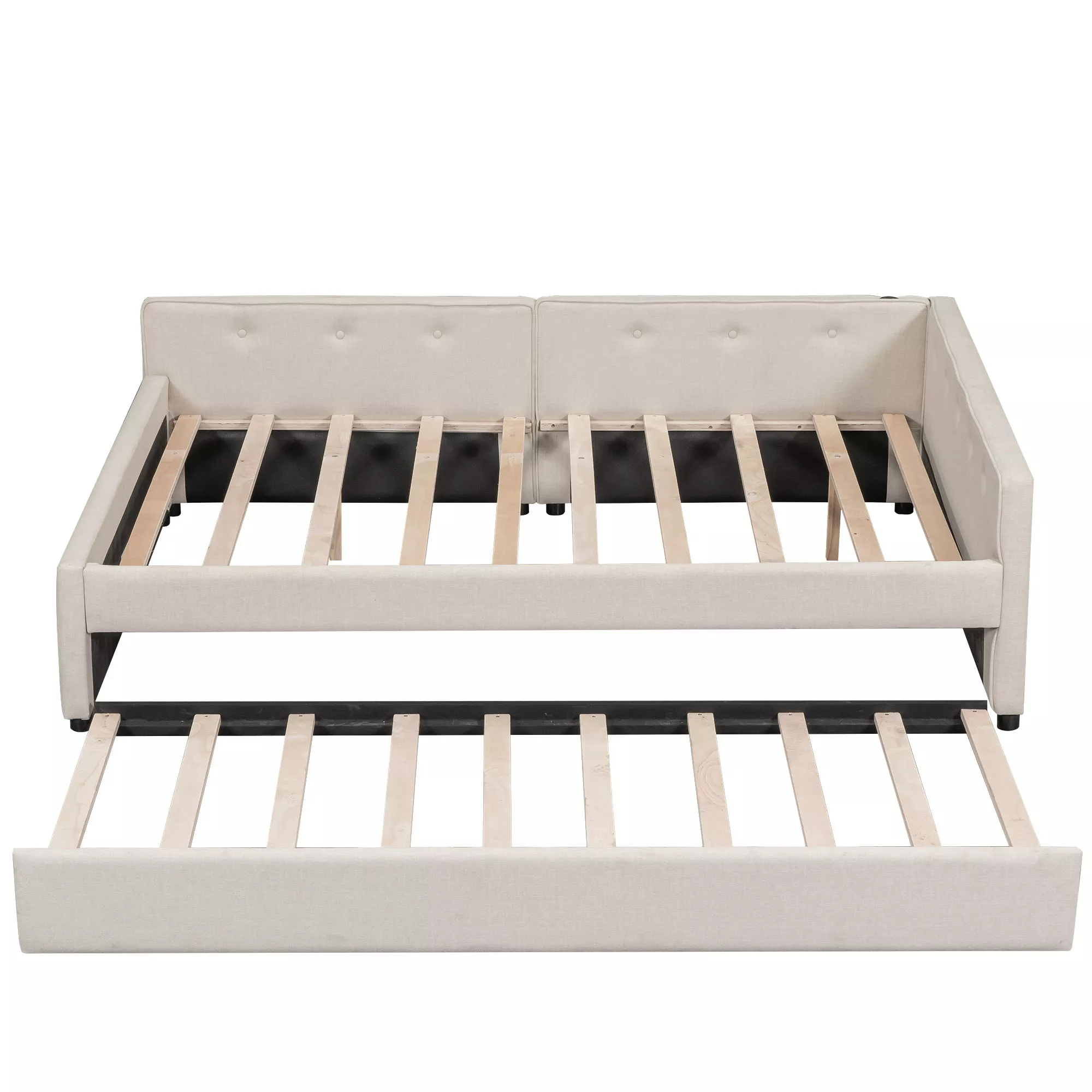 Merax Upholstered Platform Bed with USB and Trundle