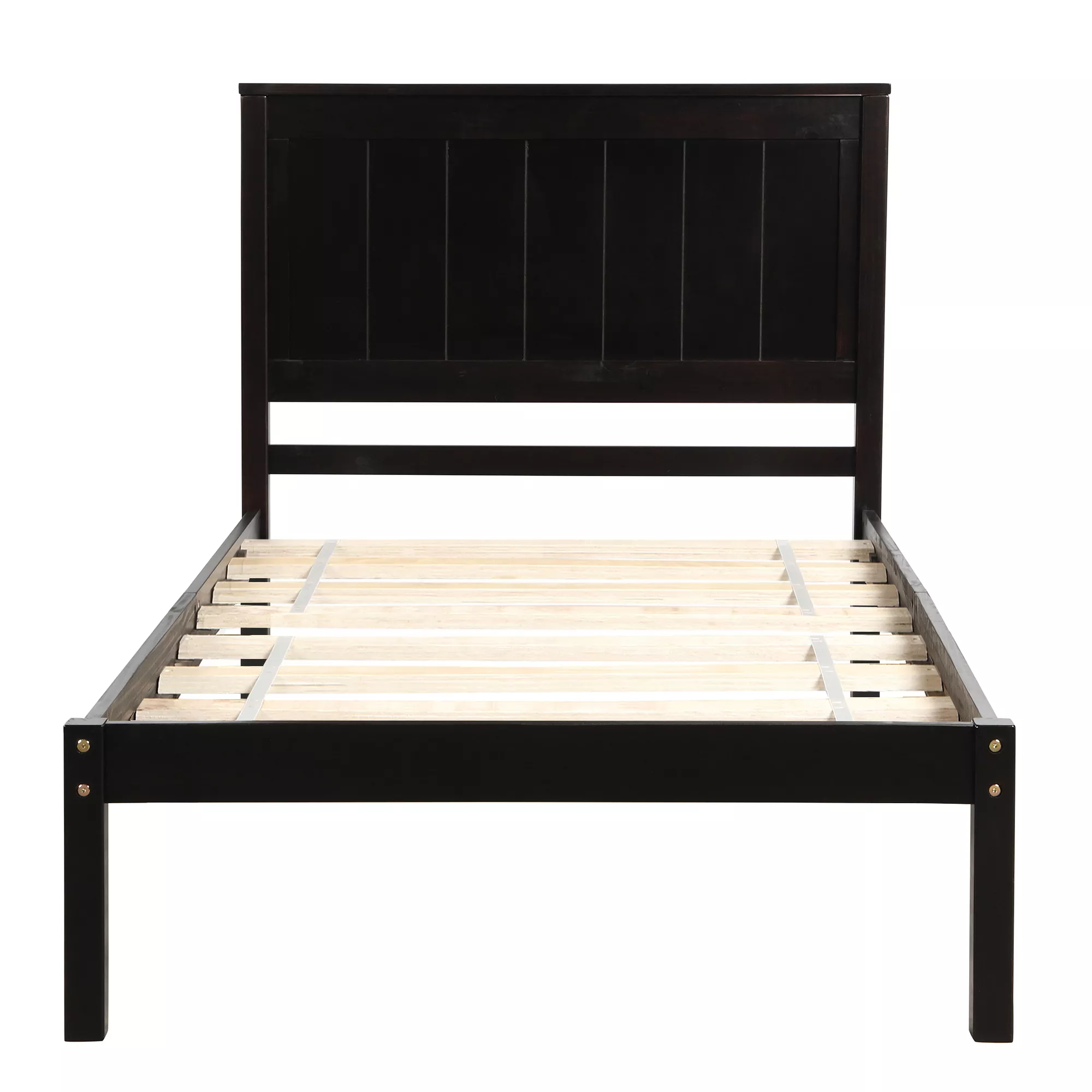 Merax White Wood Platform Bed with Headboard