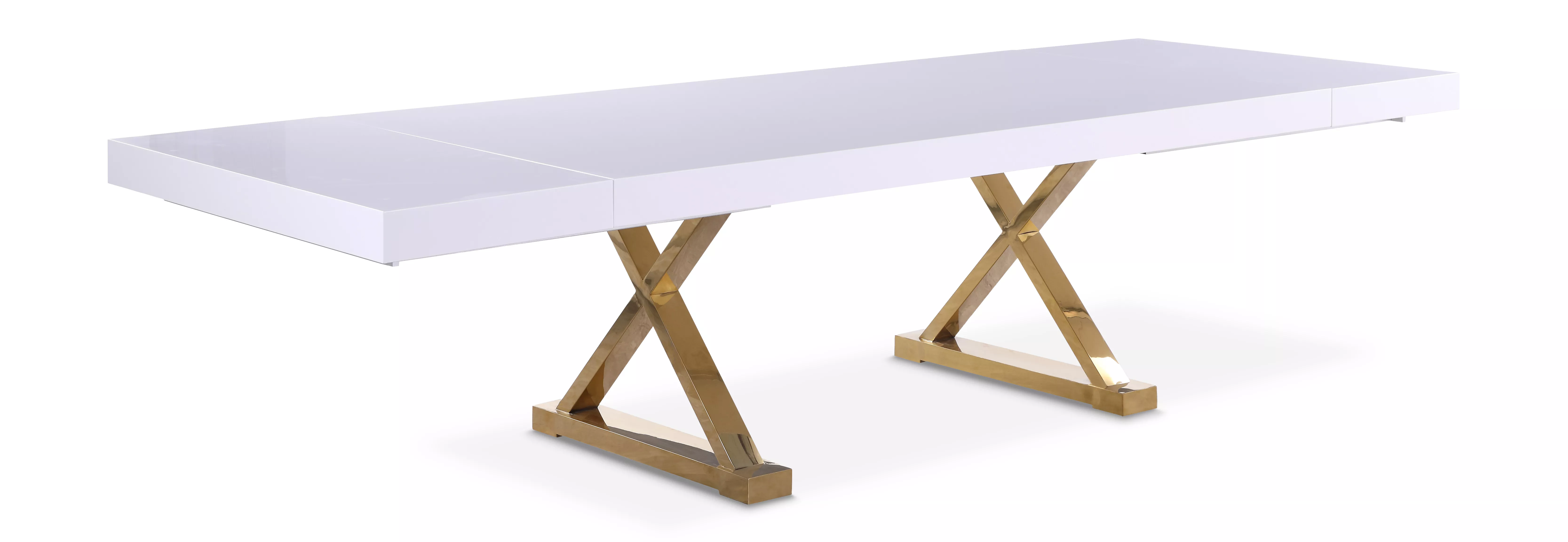 Meridian Furniture Excel White Lacquer Extendable Dining Table